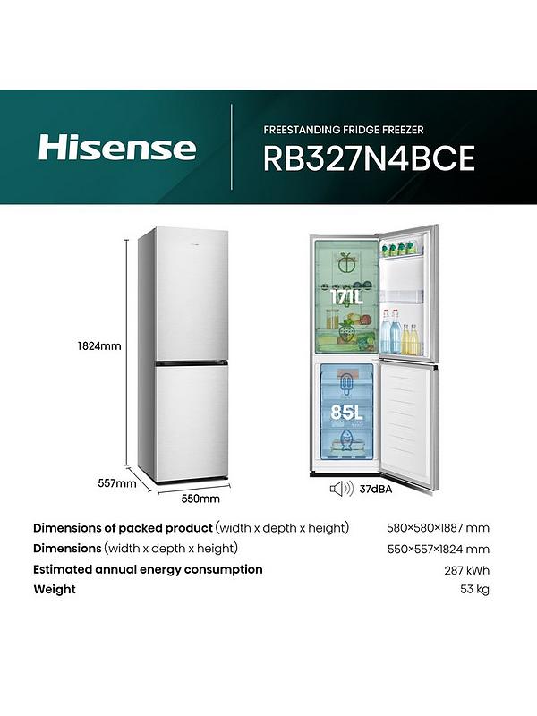 Hisense RB327N4BCE 55cm Wide Total No Frost Freestanding Fridge Freezer - Silver - Image 6